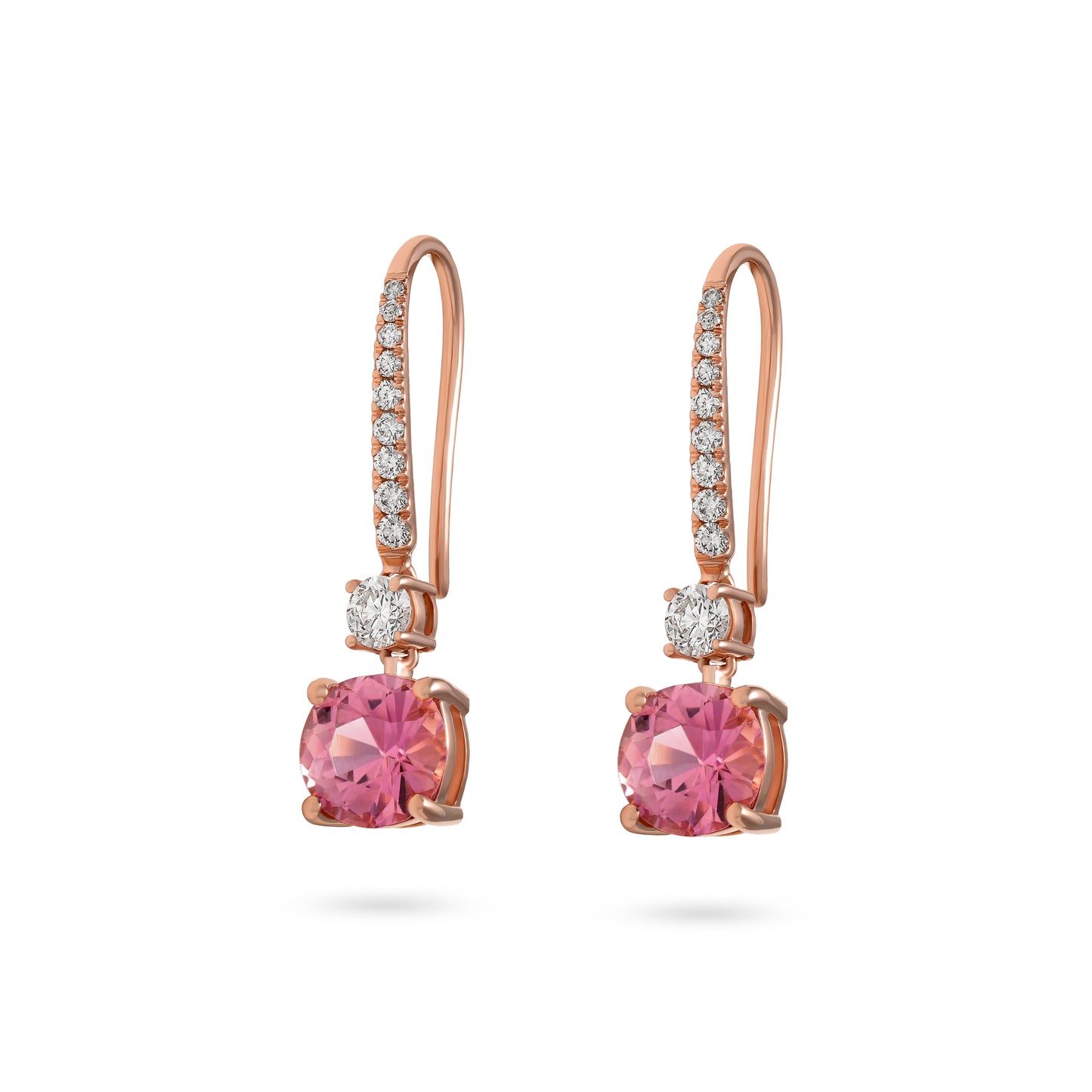 Dangling tourmaline earring in rose gold