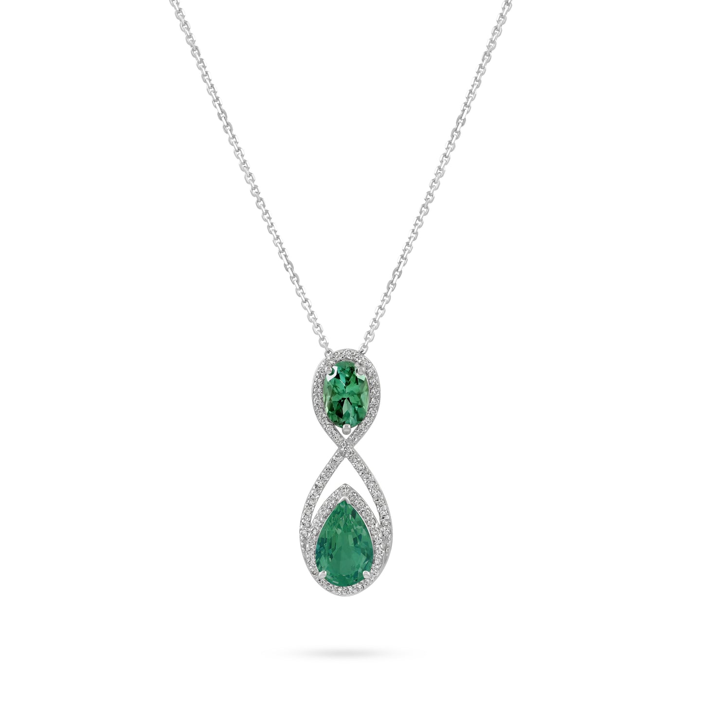 Green tourmaline pendant in white gold